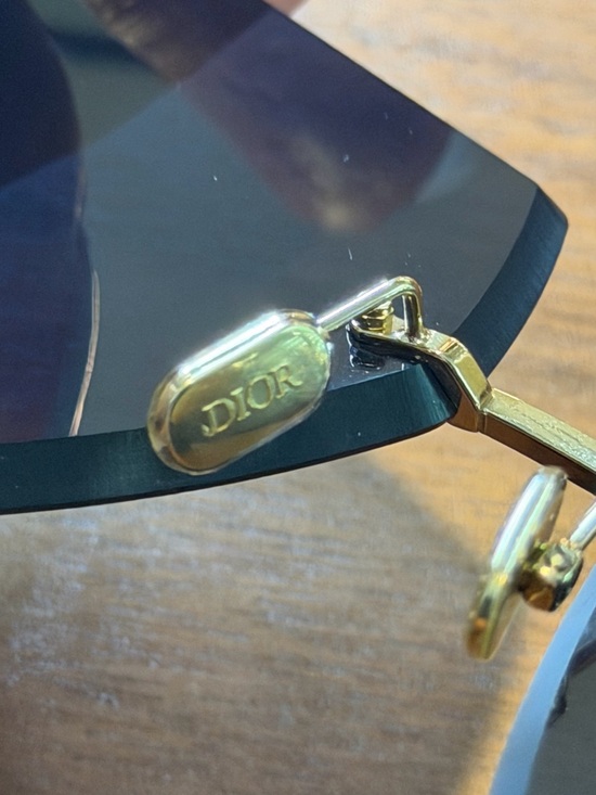 Dior Gold-Tone Temple Black Shield Sunglasses